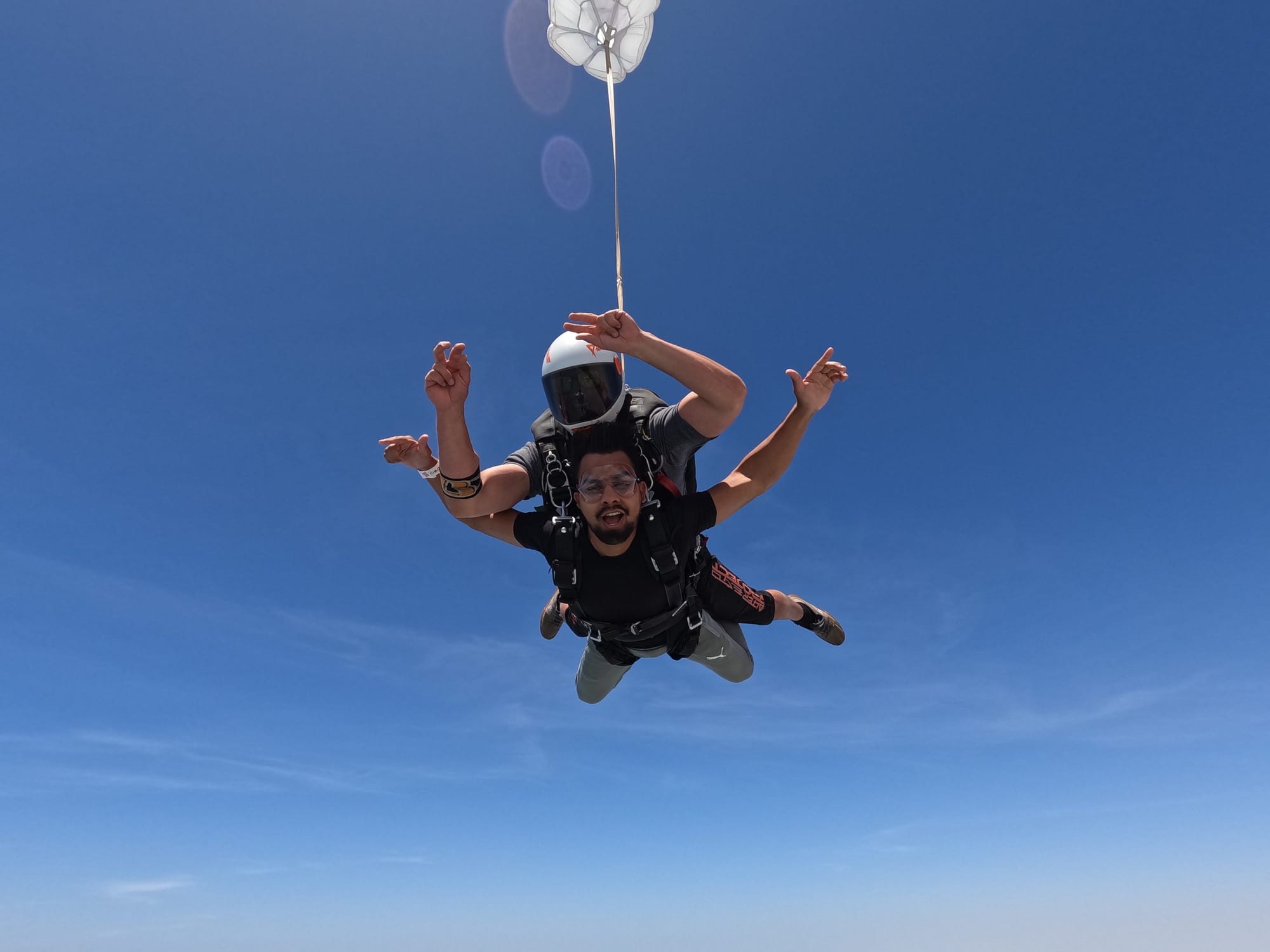 Himanshu Bisht skydiving at 13,000 ft over Dubai