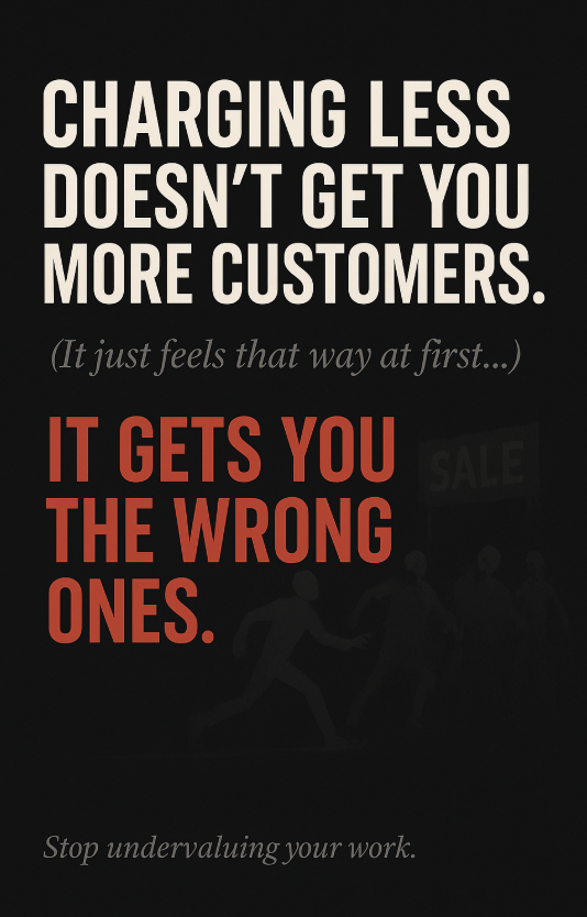 Quote card: charging less doesn't get you more customers, it gets you the wrong ones