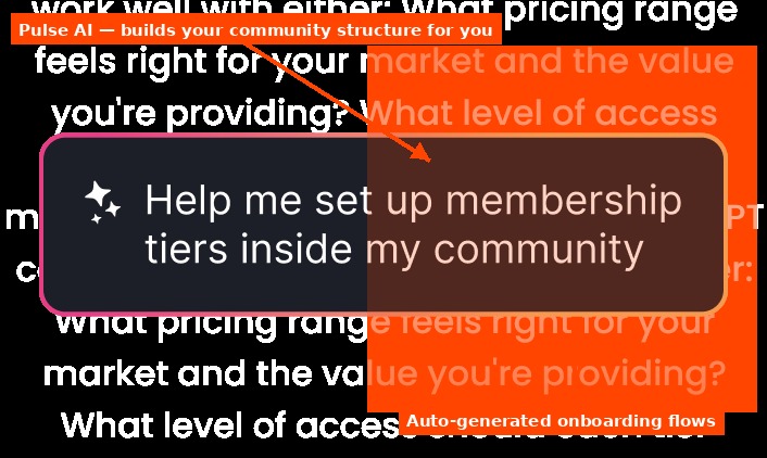 Heartbeat Pulse AI prompt asking for help setting up membership tiers inside a community